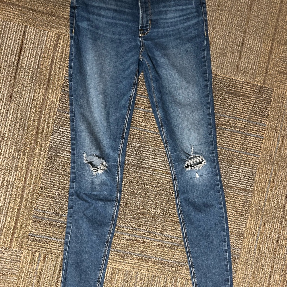Women's Blue Distressed Jeans
